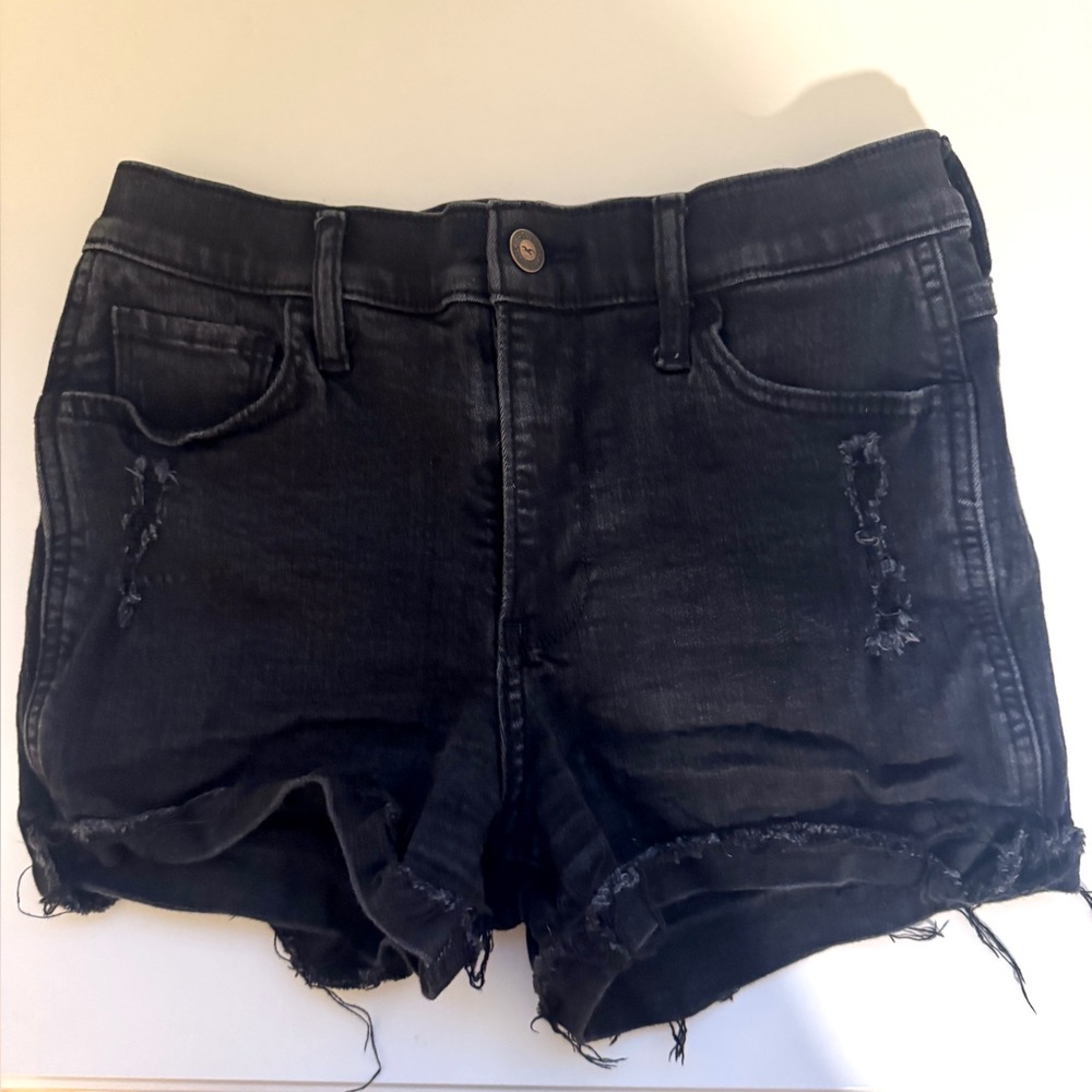 Hollister Black Jean Shorts Distressed Casual